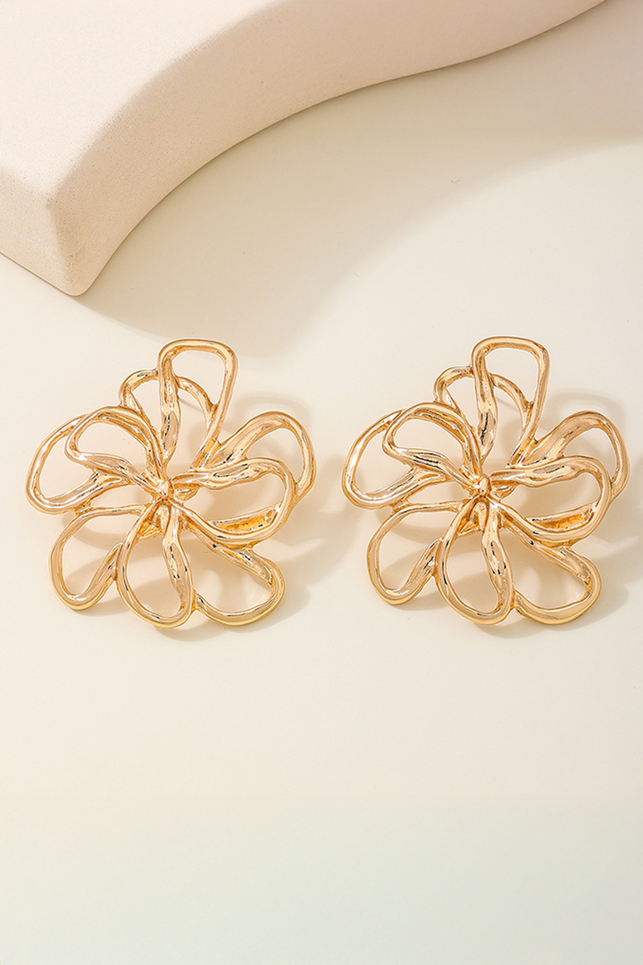 Boucles d'oreilles tendance en alliage plaqué en forme de fleur