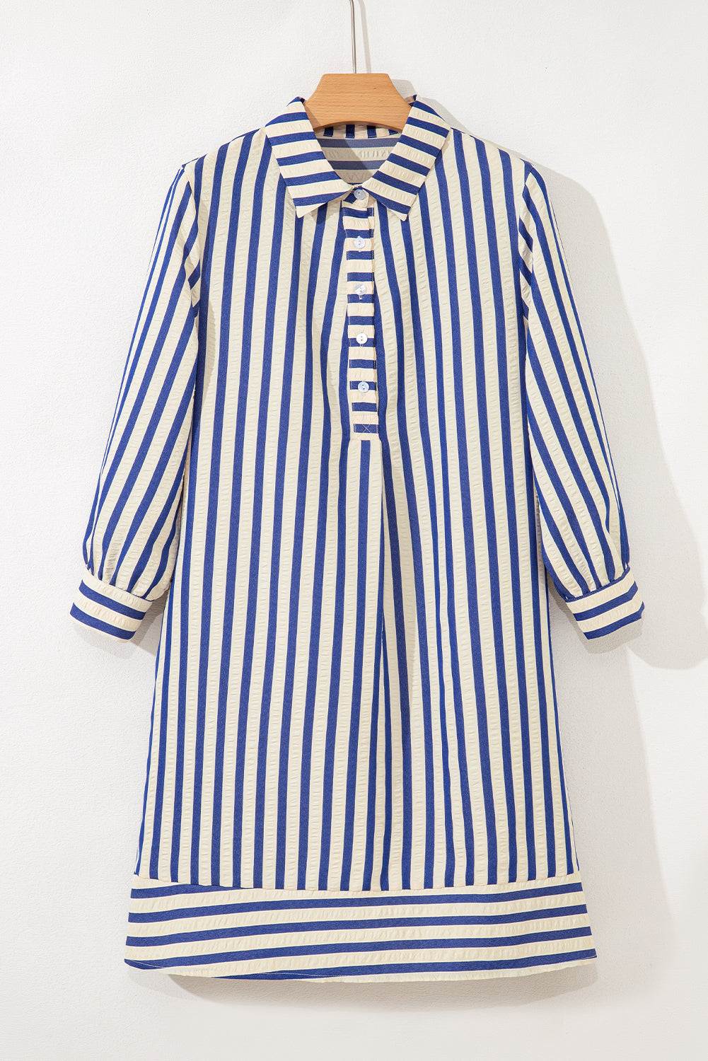 Collared Half Button Side Pockets Loose Fit Mini Dress