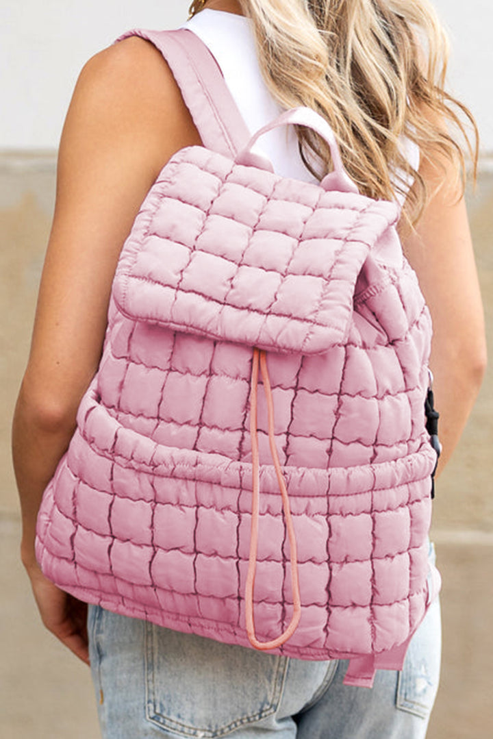 Einfarbiger, gesteppter Puffer-Rucksack mit Klappe