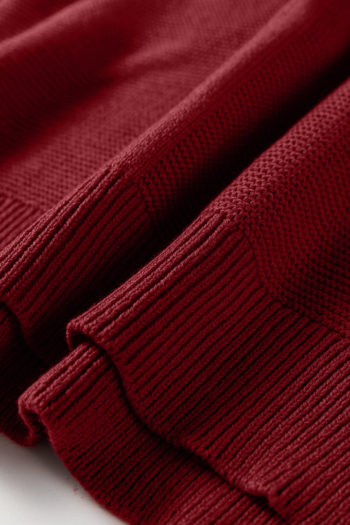 Solid Color Front Seam Drop Shoulder Loose Sweater
