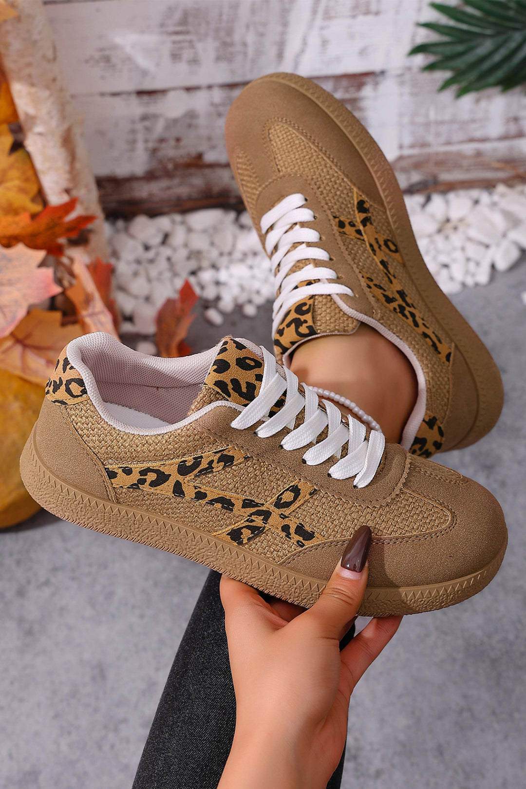 Faux Suede Contrast Patchwork Detail Lace Up Flat Sneakers