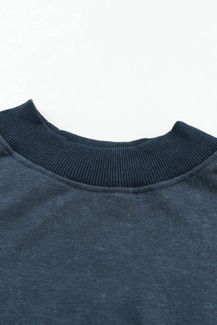 Sky Blue Drop Shoulder Crew Neck Pullover Sweatshirt