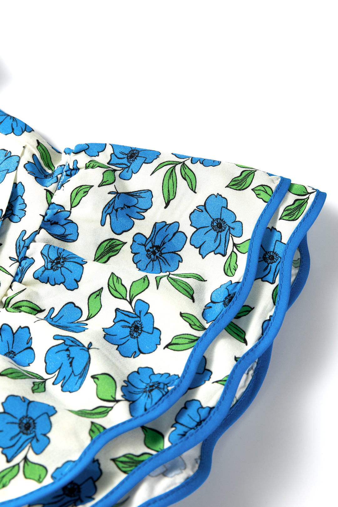 Tiered Flutter Sleeve Pleated Flower Blouse