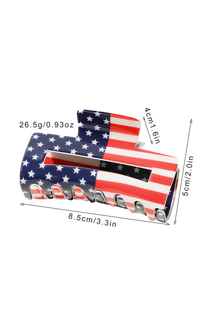 American Flag Print Square Claw Clip