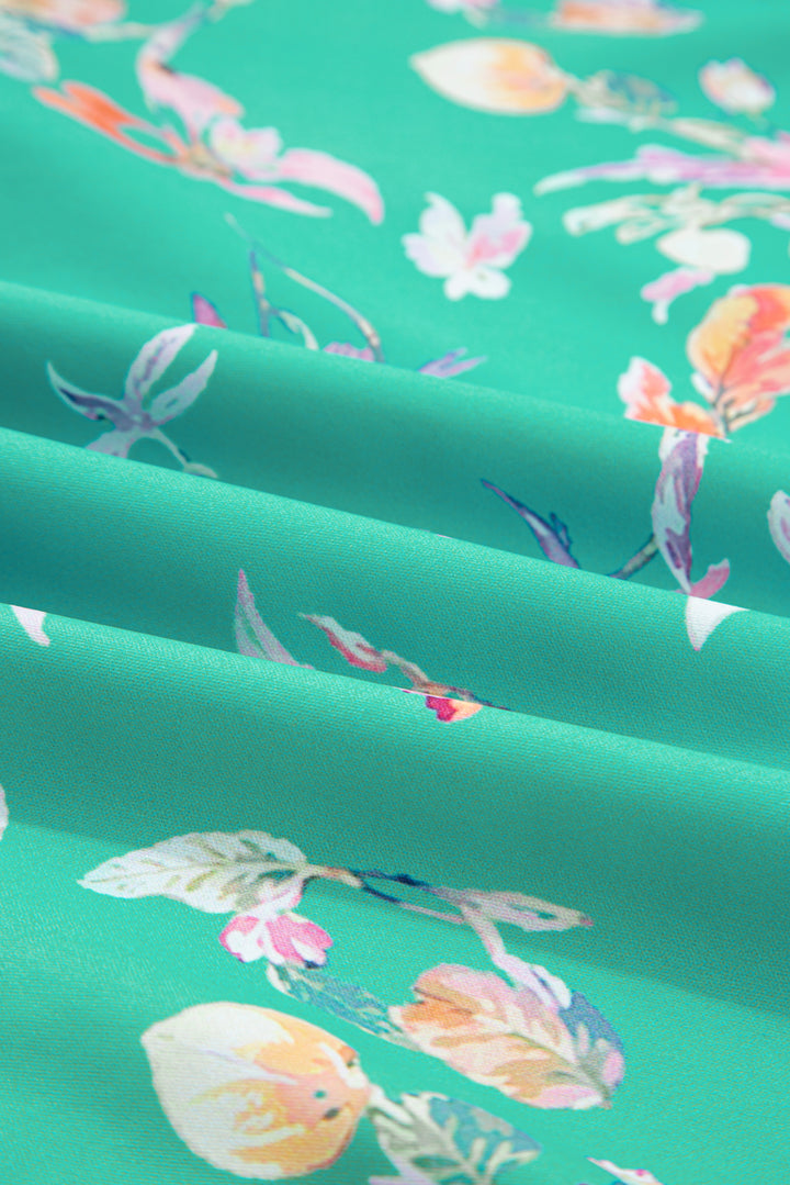 Floral Lantern Sleeve Button Front Shirt