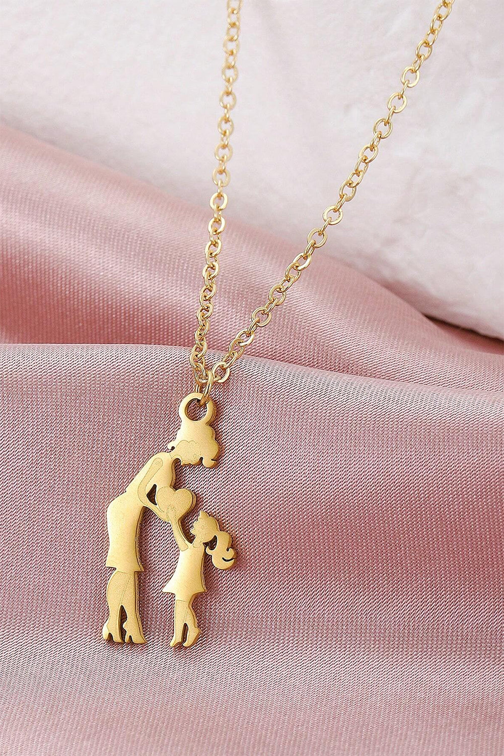 Collier en alliage plaqué avec pendentif cœur mère-fille