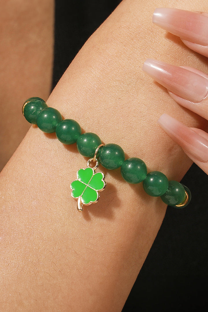 Bracelet élastique en perles de trèfle de la Saint-Patrick