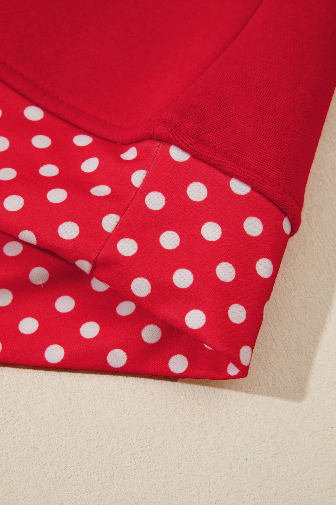 Red Polka Dot Patchwork Round Neck Plus Size Sweatshirt