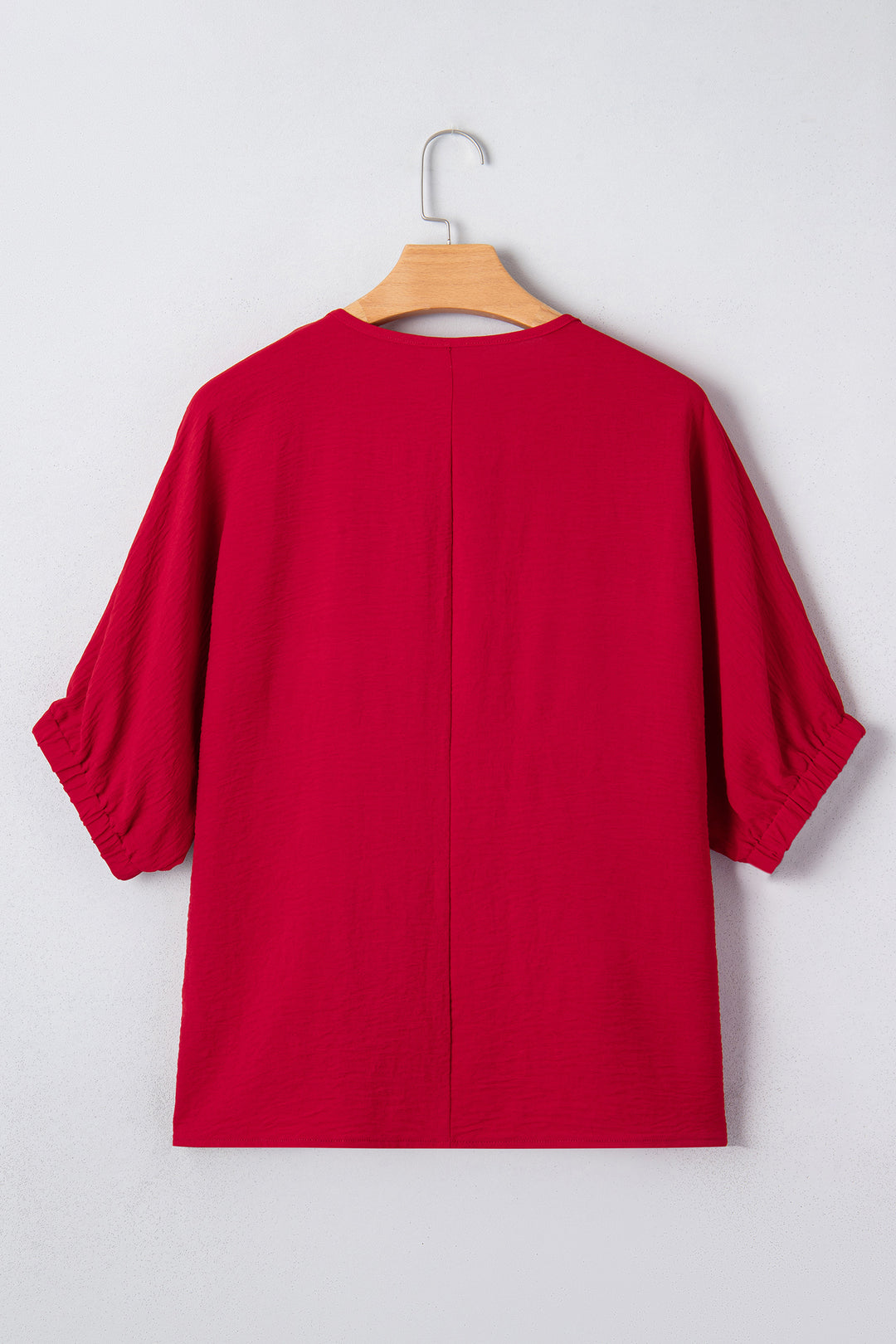 Braided Trim V Neck Half Sleeve Blouse