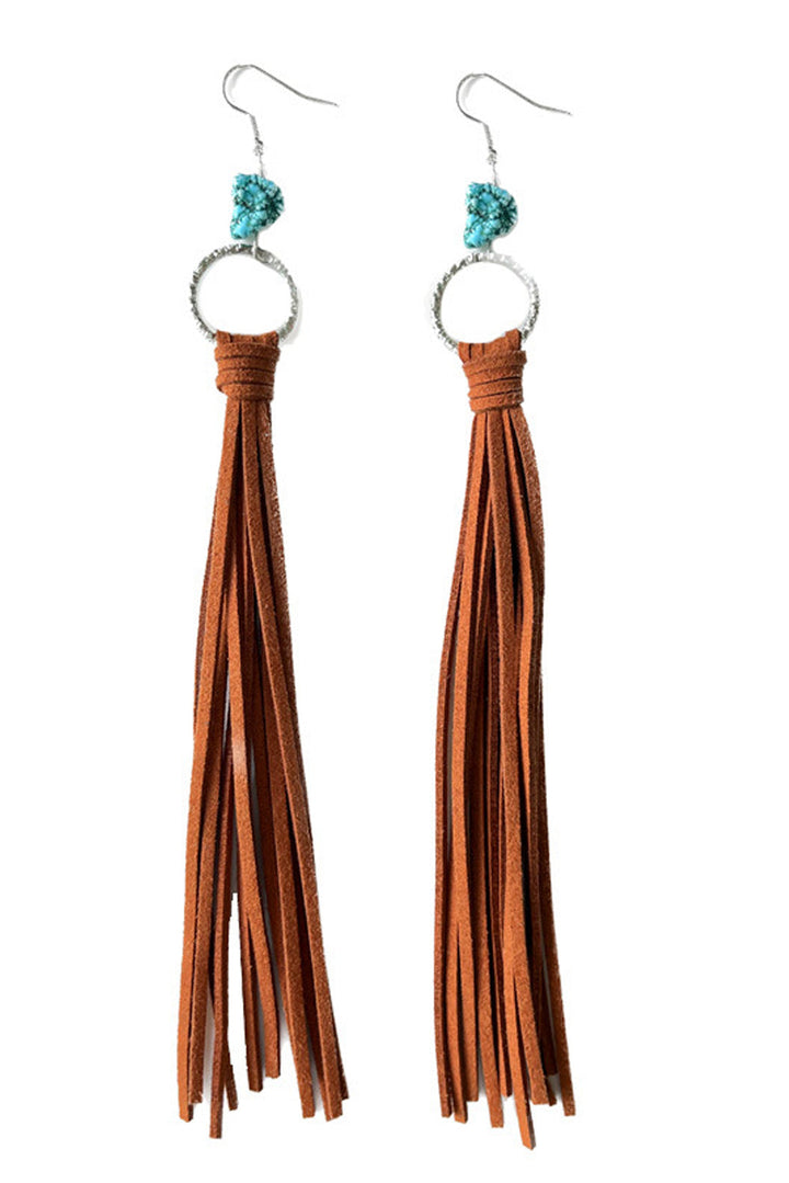 Boucles d'oreilles à pampilles et anneau en turquoise occidentale