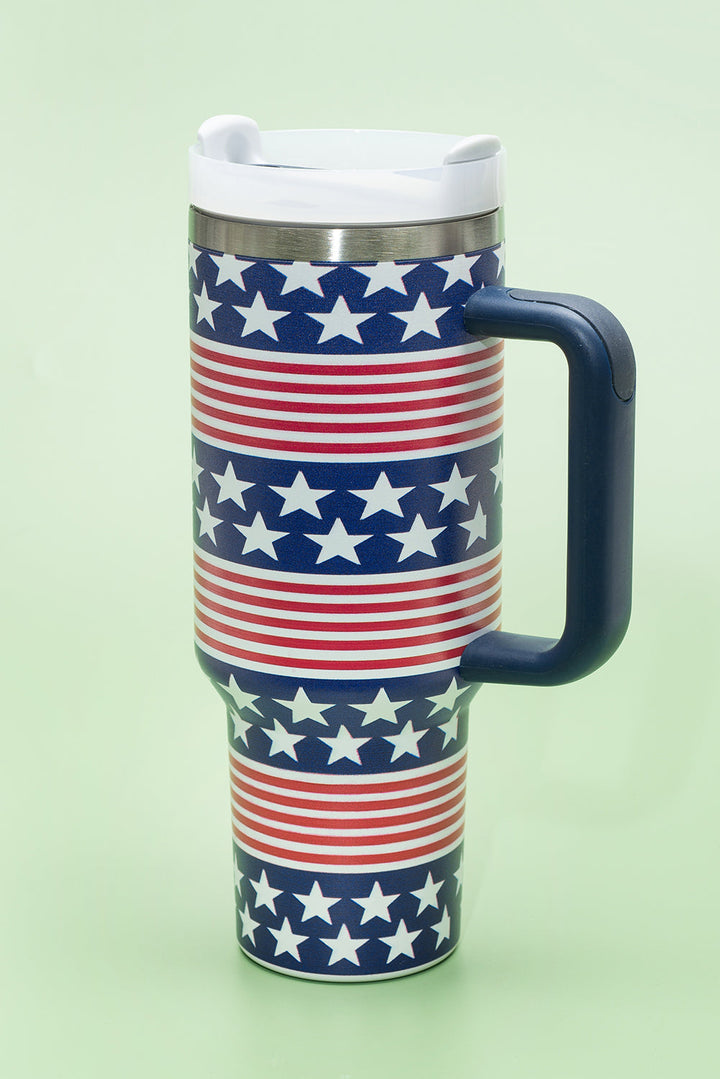 Tasse isotherme avec poignée et imprimé étoiles et rayures 40 oz