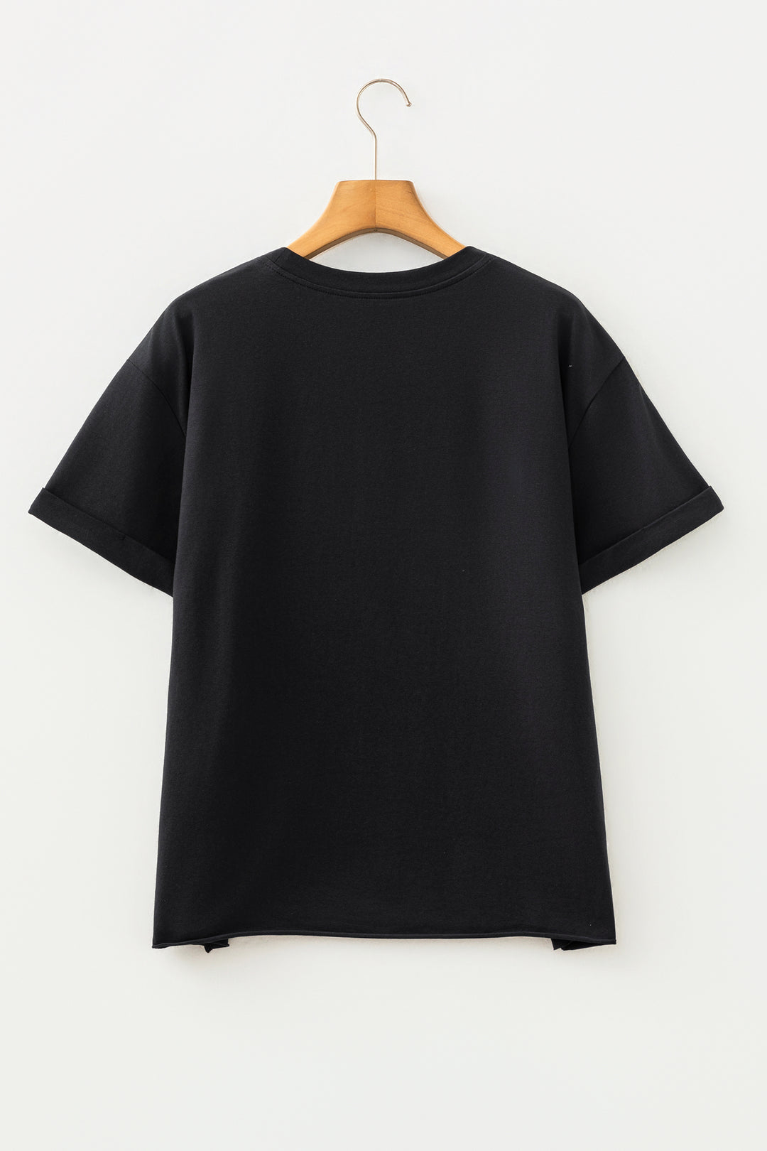 Black Game Day Camo Letter Print Round Neck Casual T Shirt