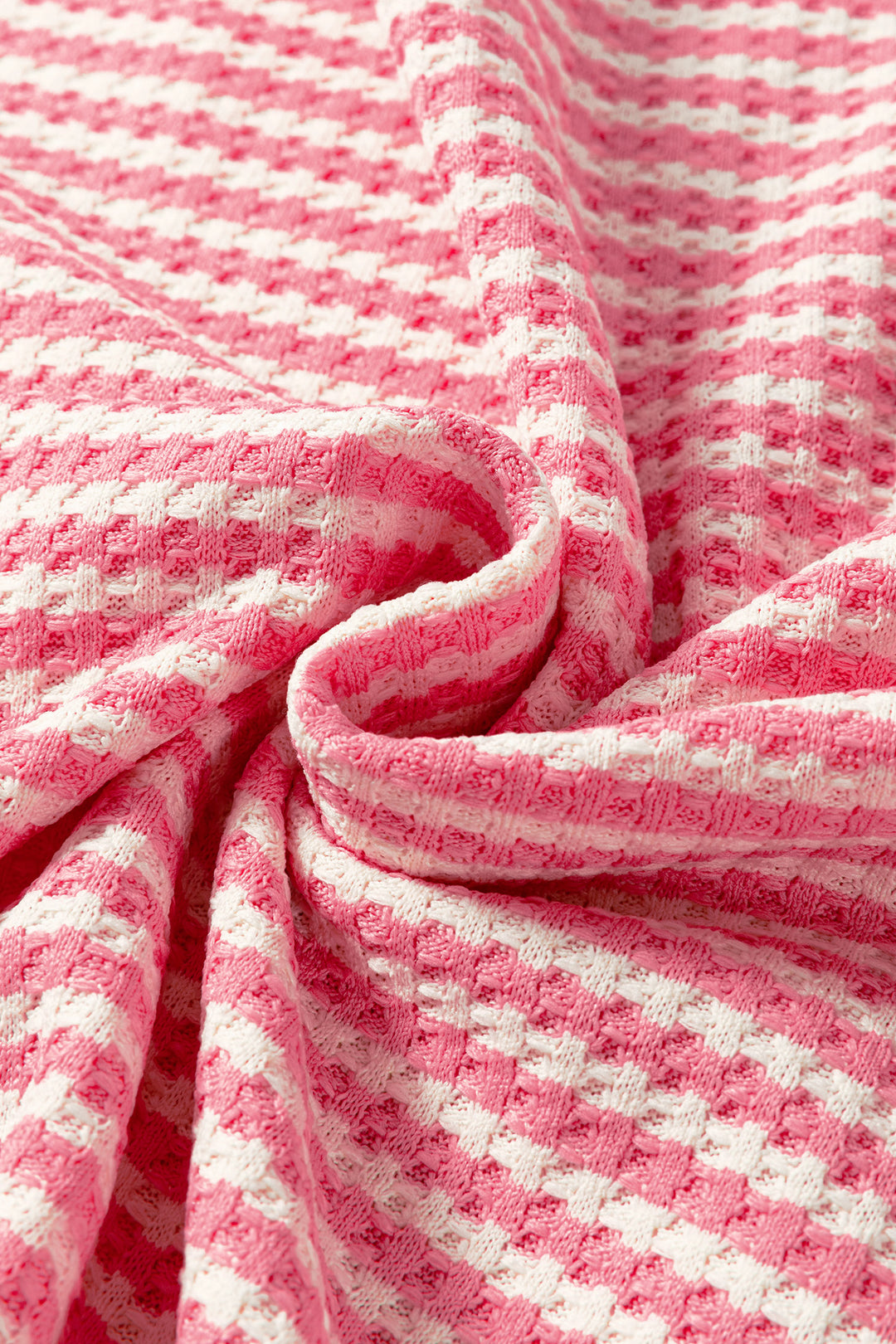 Pink Stripe Breathable Textured Knit Short 2pcs Set