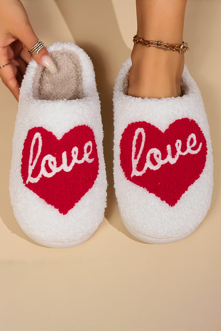 Valentine Love Heart Pattern Home Fuzzy Slippers