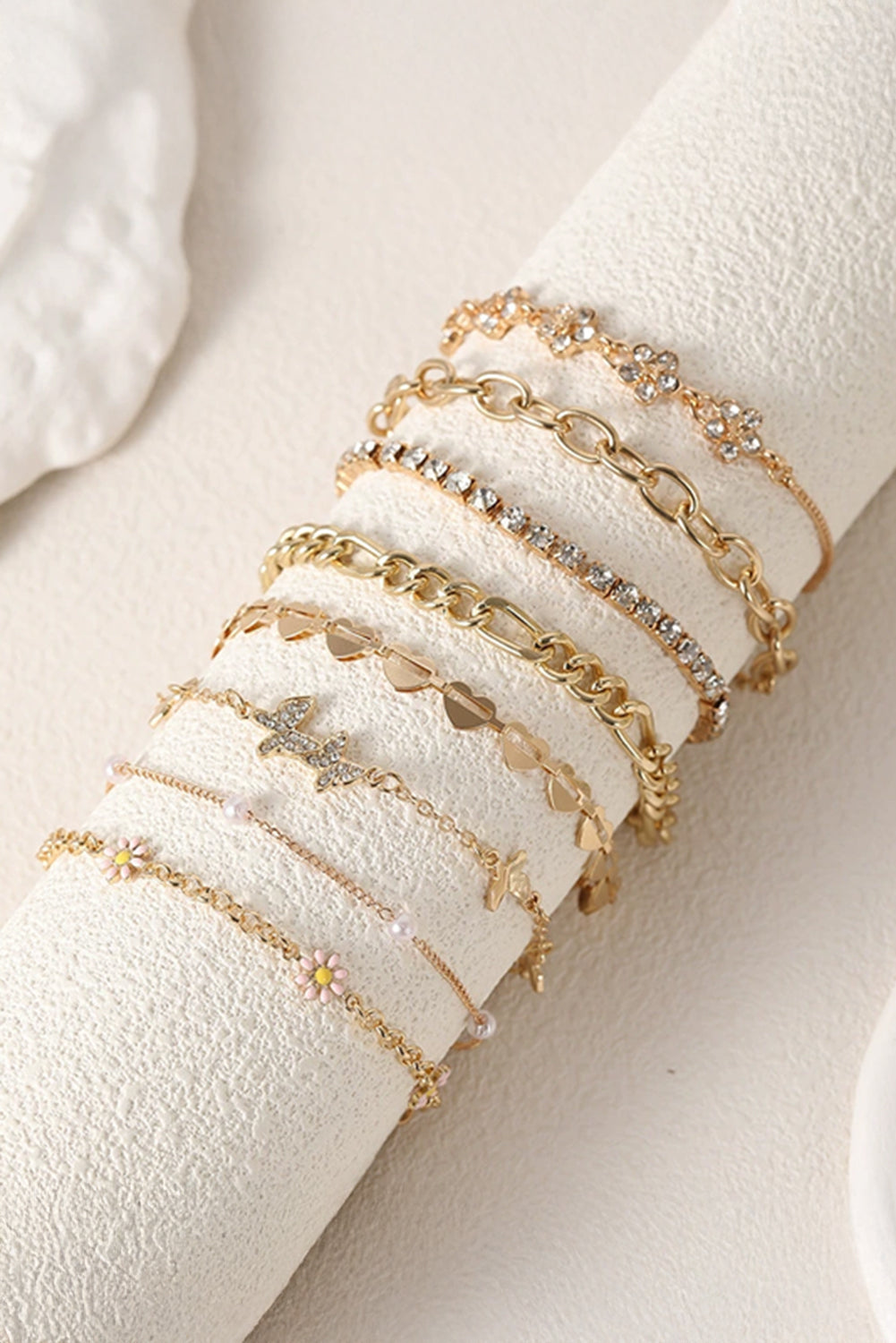Ensemble de bracelets multicouches à strass, motif papillon et fleur