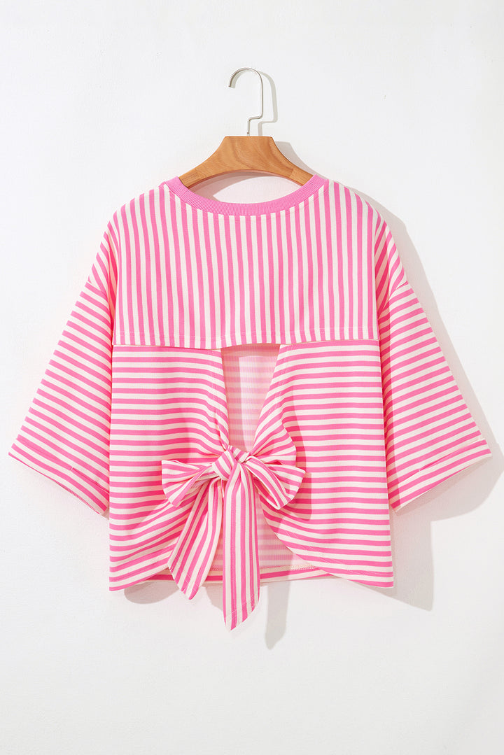 T-shirt ample à manches larges et découpes dans le dos avec nœud papillon