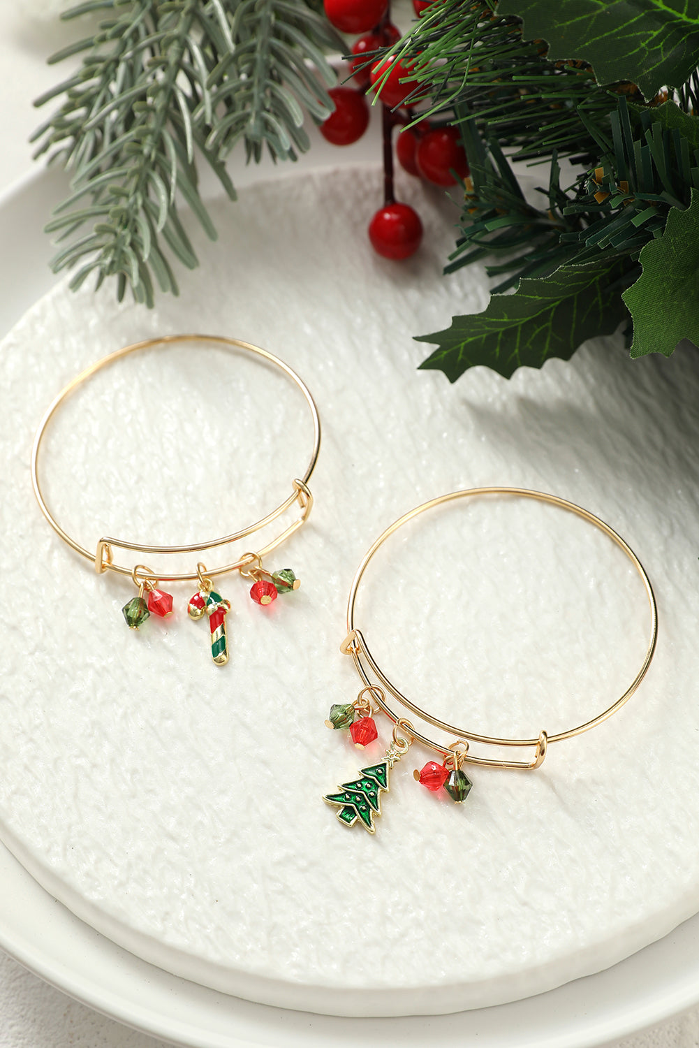 Bracelet pendentif en perles de canne à sucre de Noël