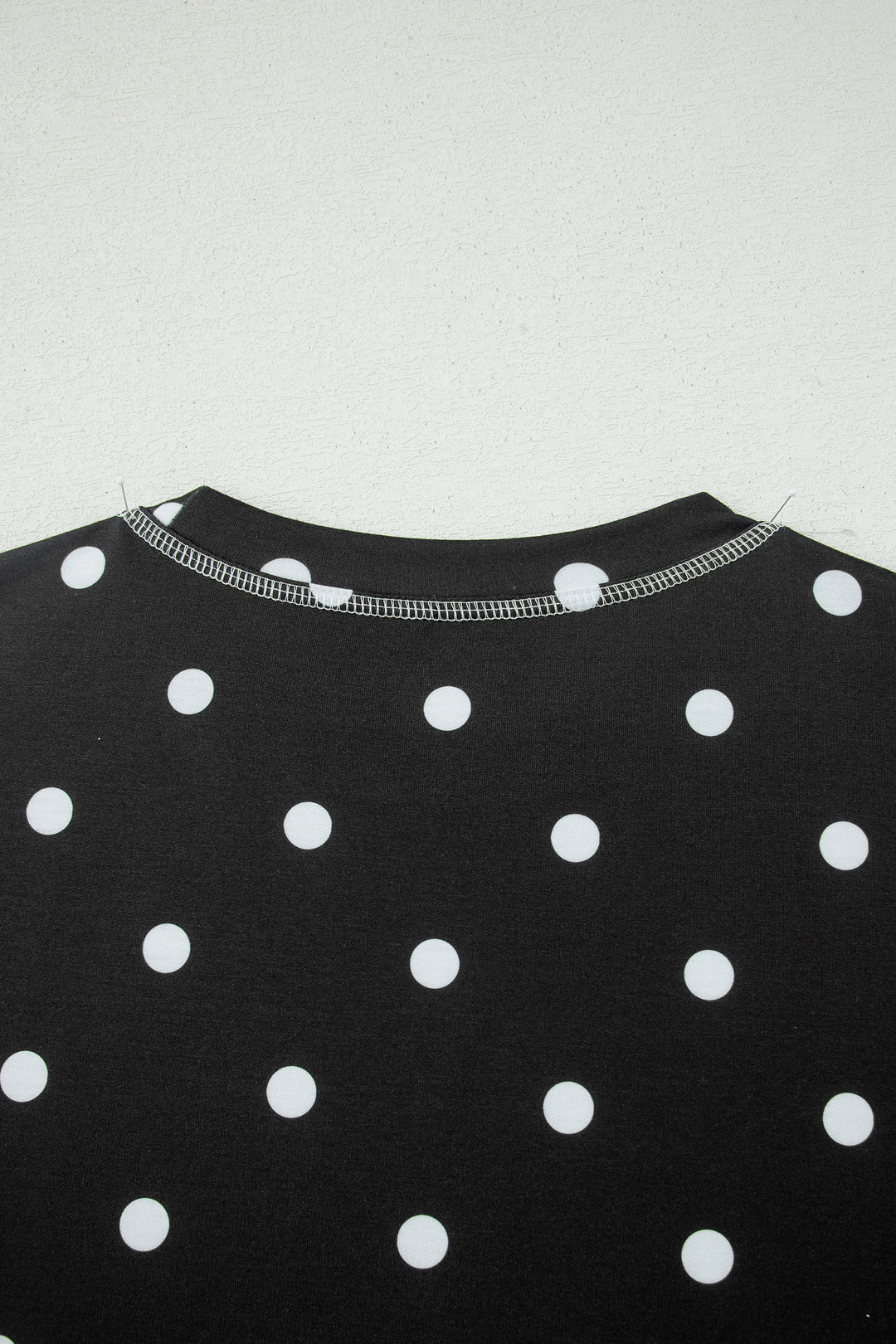 Black Polka Dot Short Sleeve Loose Top Drawstring Shorts Set
