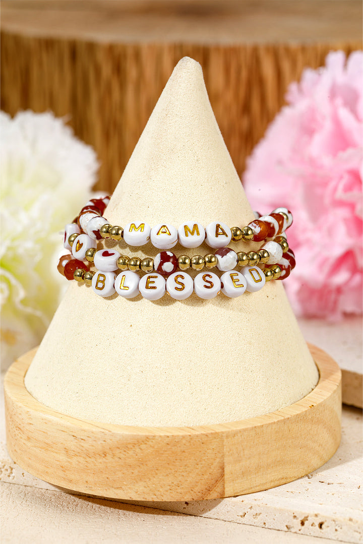 MAMA Beaded Triple Layer Bracelet Set