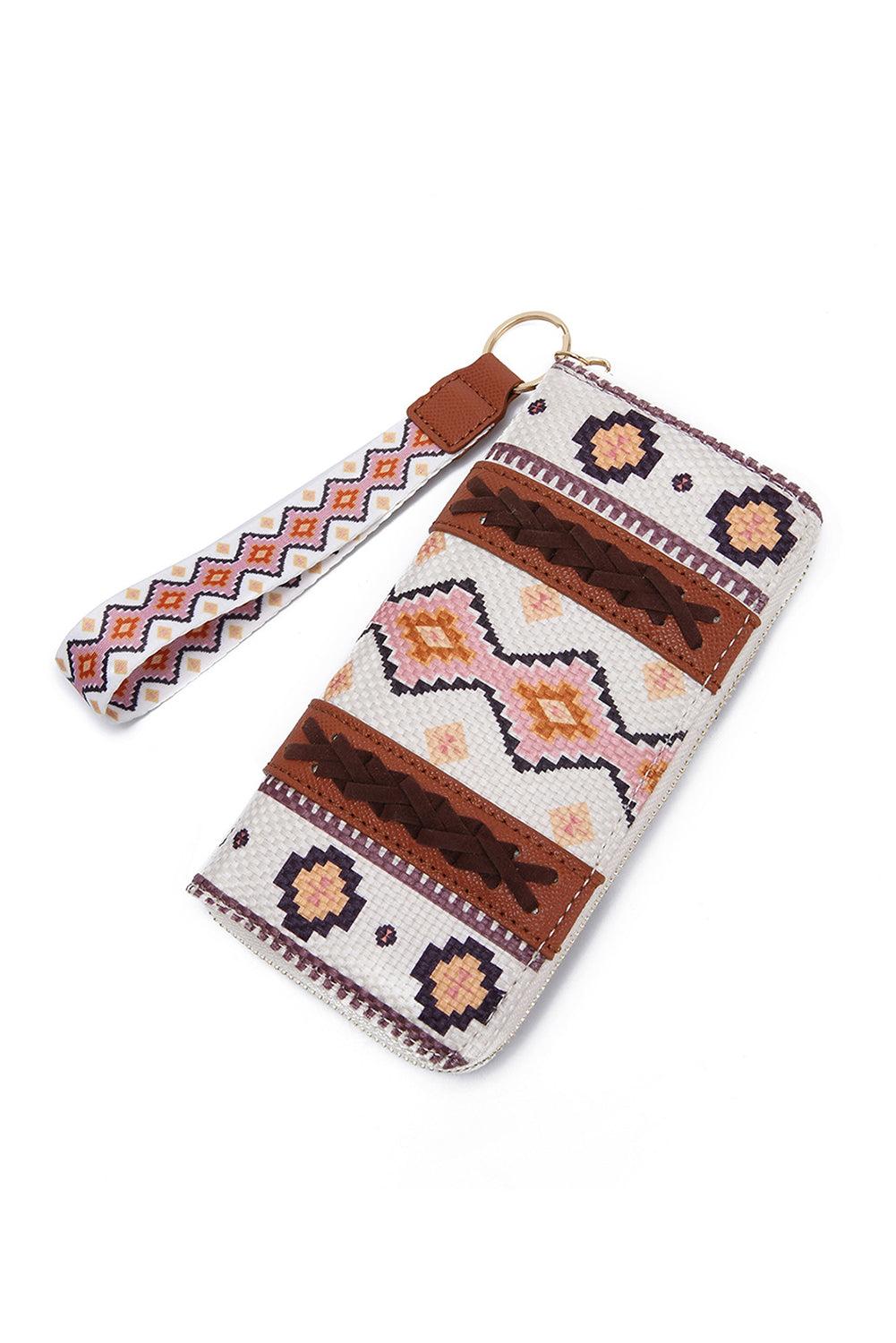 Western Aztec Print PU Leather Wristlet Wallet