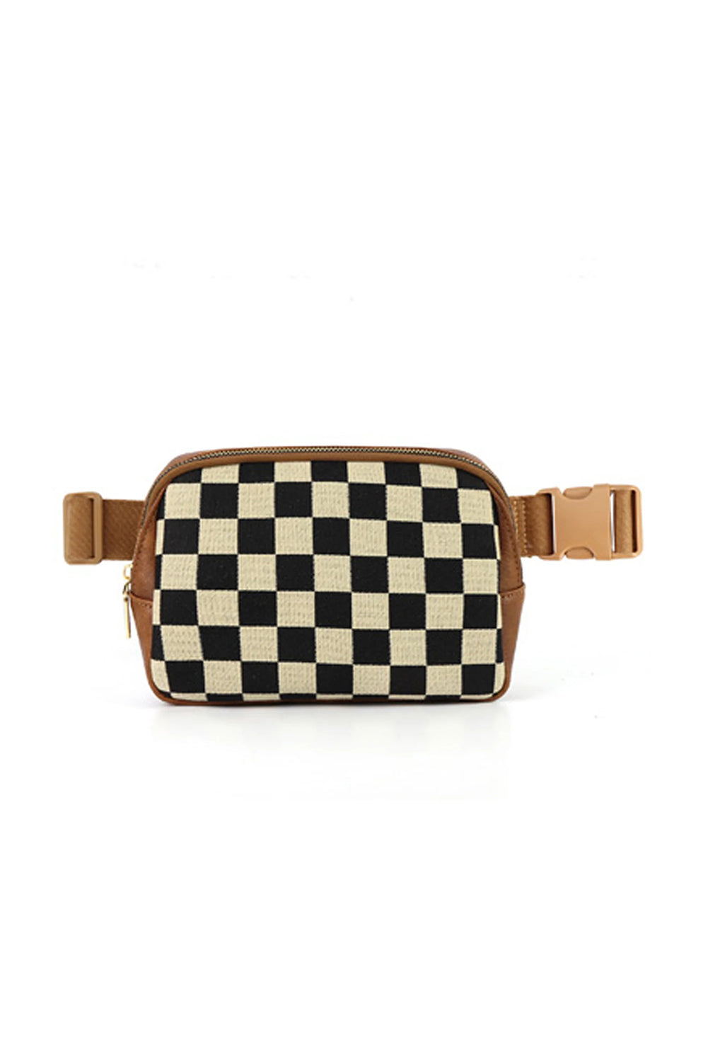 Sac banane à bandoulière en similicuir à carreaux patchwork