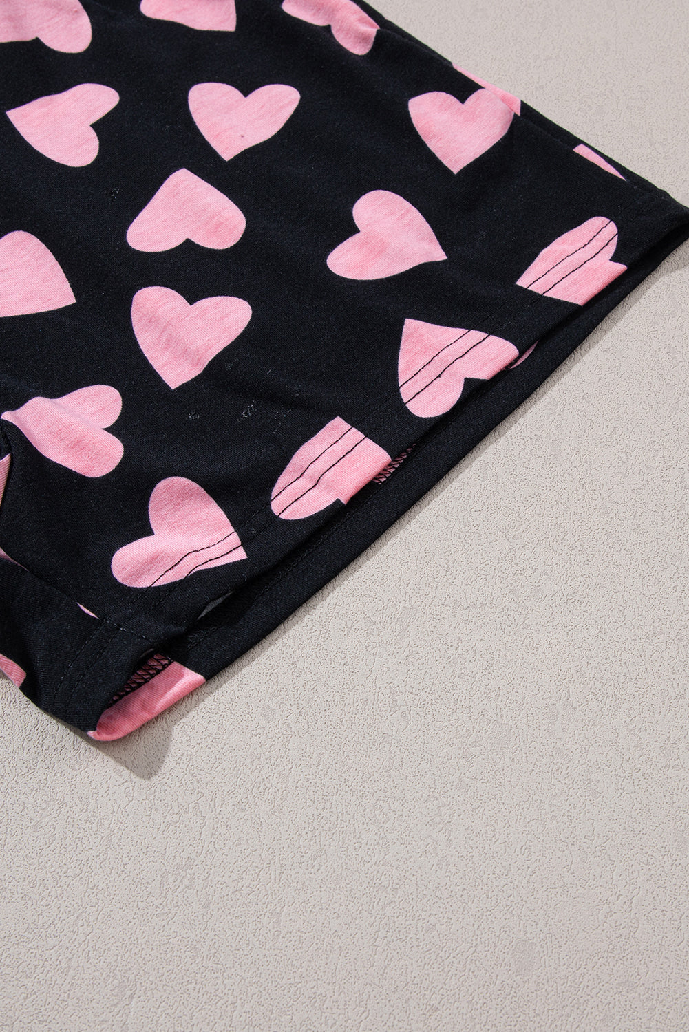 valentine heart shape print long sleeve top shorts lounge set