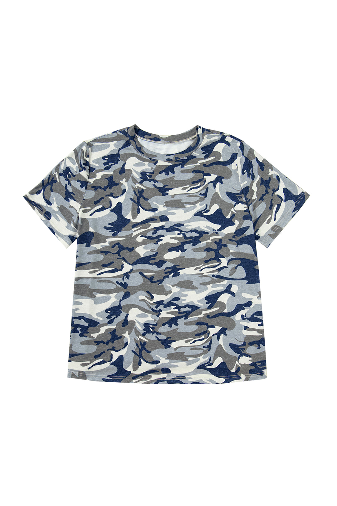Green Plus Size Camo Print Crew Neck Short Sleeve Tee