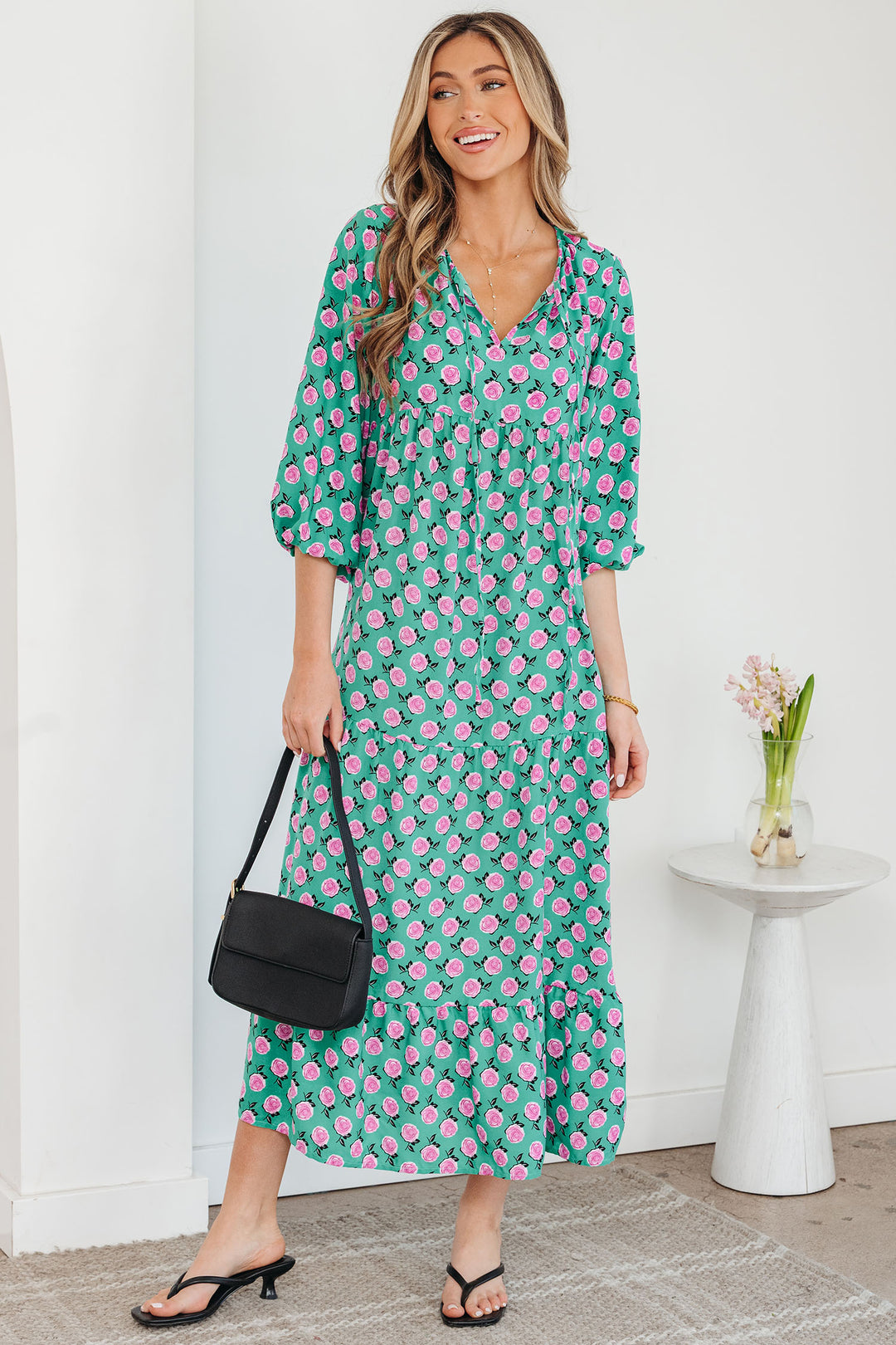 Boho Printed Half Sleeve Maxi Dress