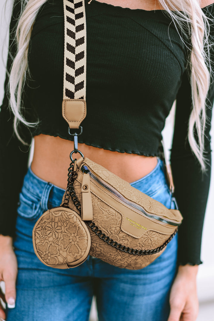 Schultertasche mit Kettenriemen und Münzbörse in Colorblock-Optik