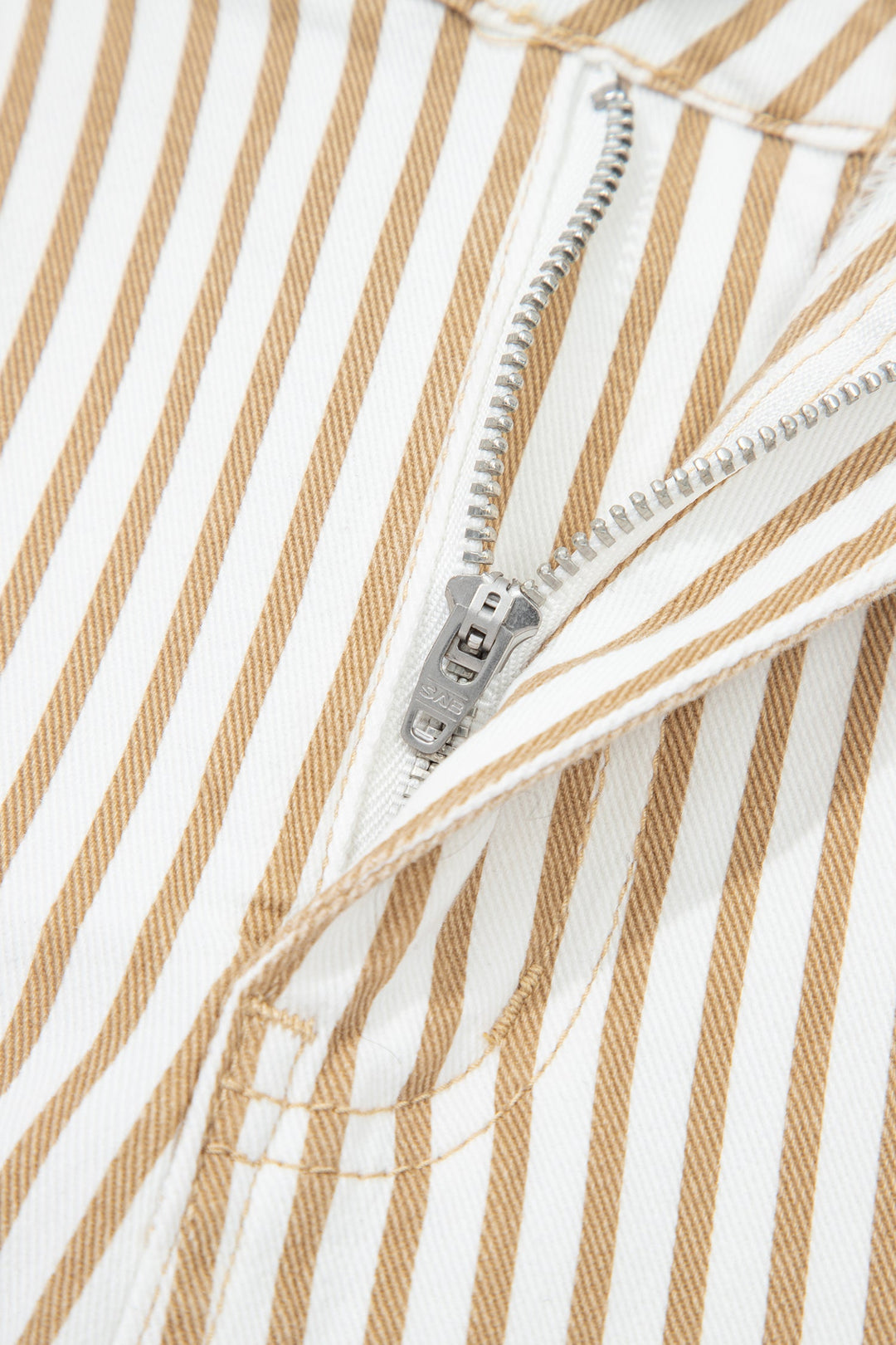 Khaki Stripe Casual Barrel Jeans