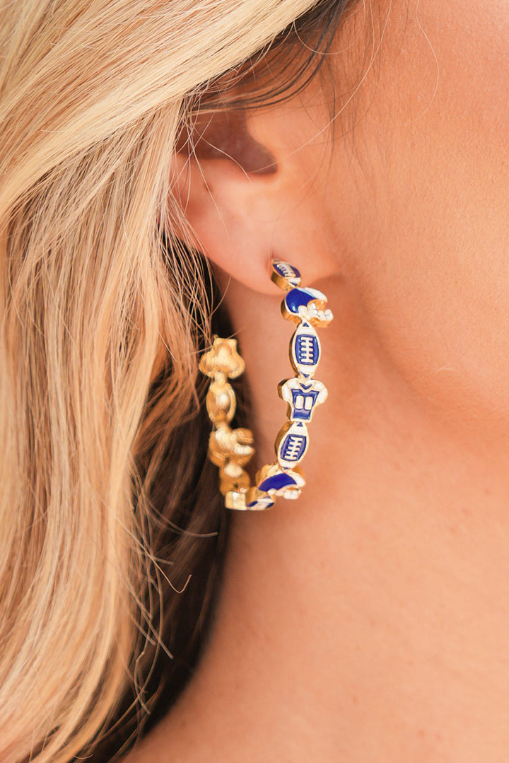 Game Day Football Helmet Jersey Hoop Earrings