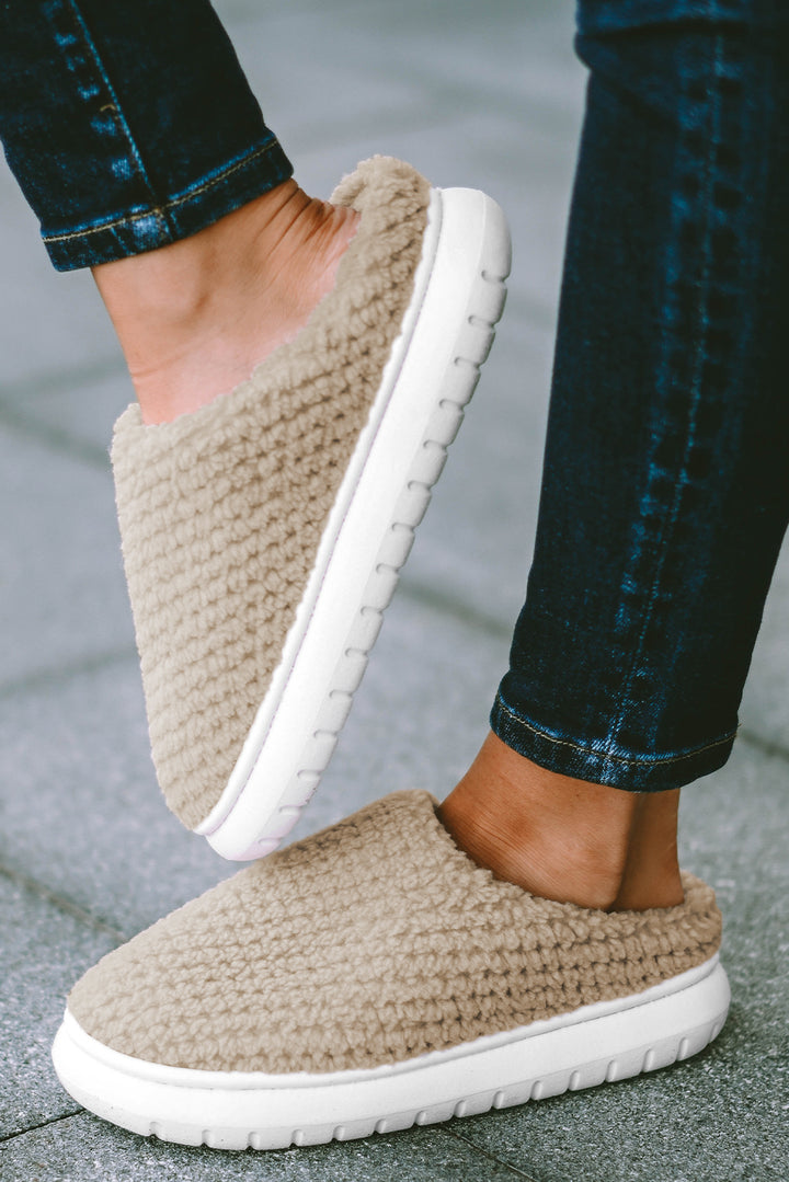 Two-tone Knitted Warm Homewear Slippers
