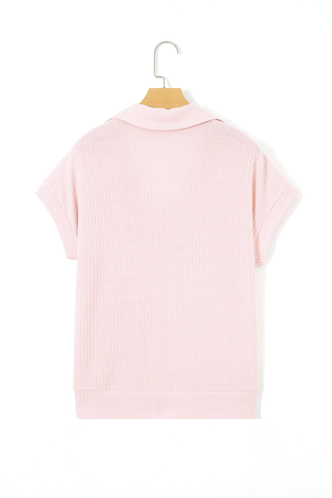 Collared V Neck Ribbed Tee