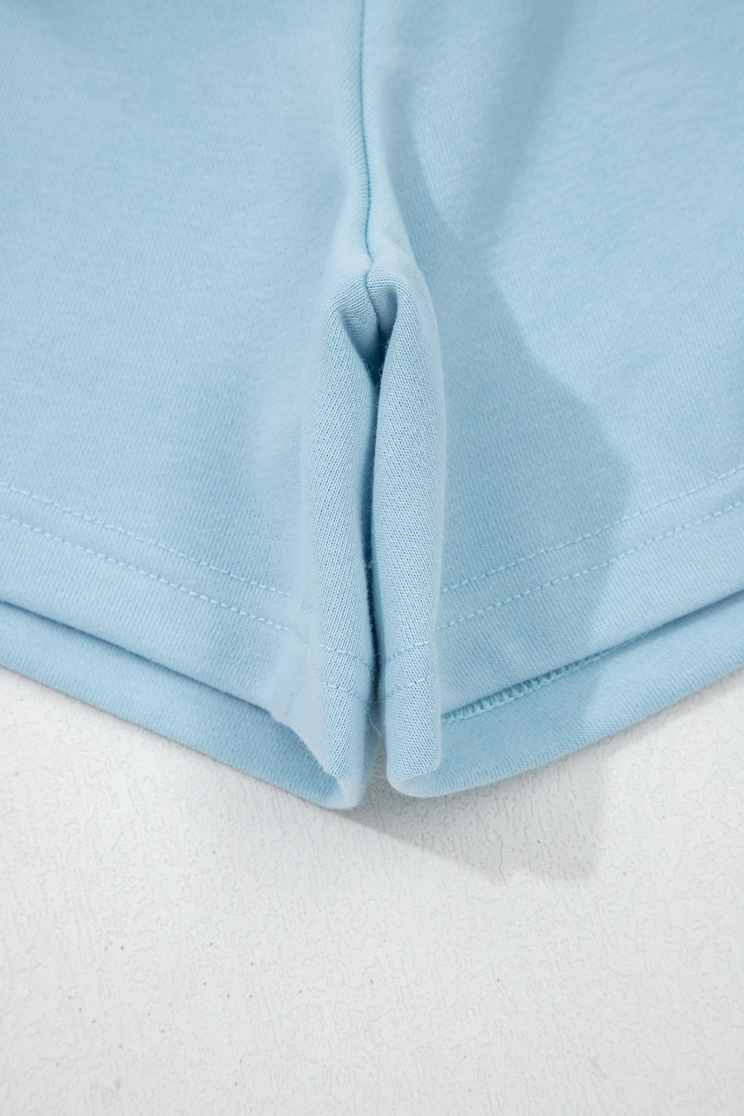 Mist Blue Solid Color Loose Tee Drawstring Shorts 2pcs Outfit