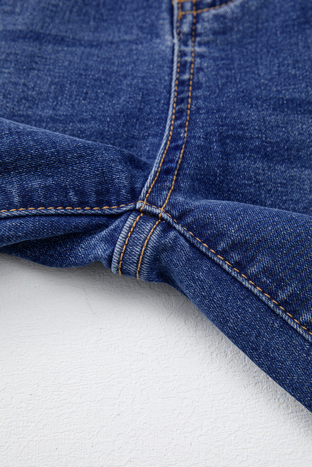 Dark Blue Whiskered Wash Raw Hem Cropped Jeans