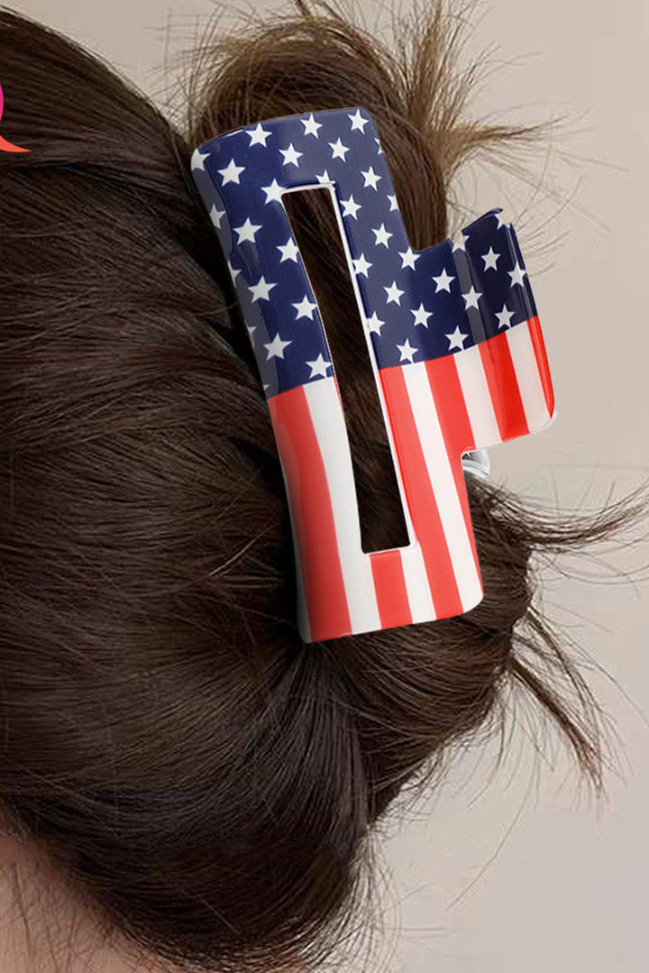 American Flag Print Square Claw Clip