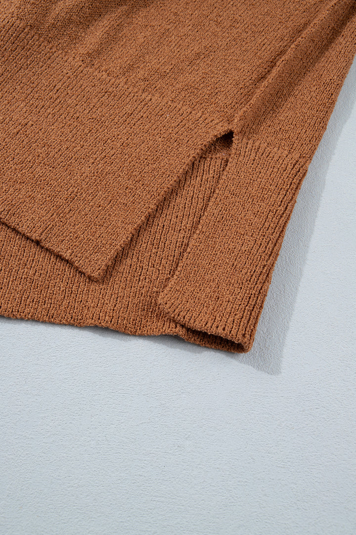 Brown Oversized Drop Shoulder Round Neck Christmas Sweater