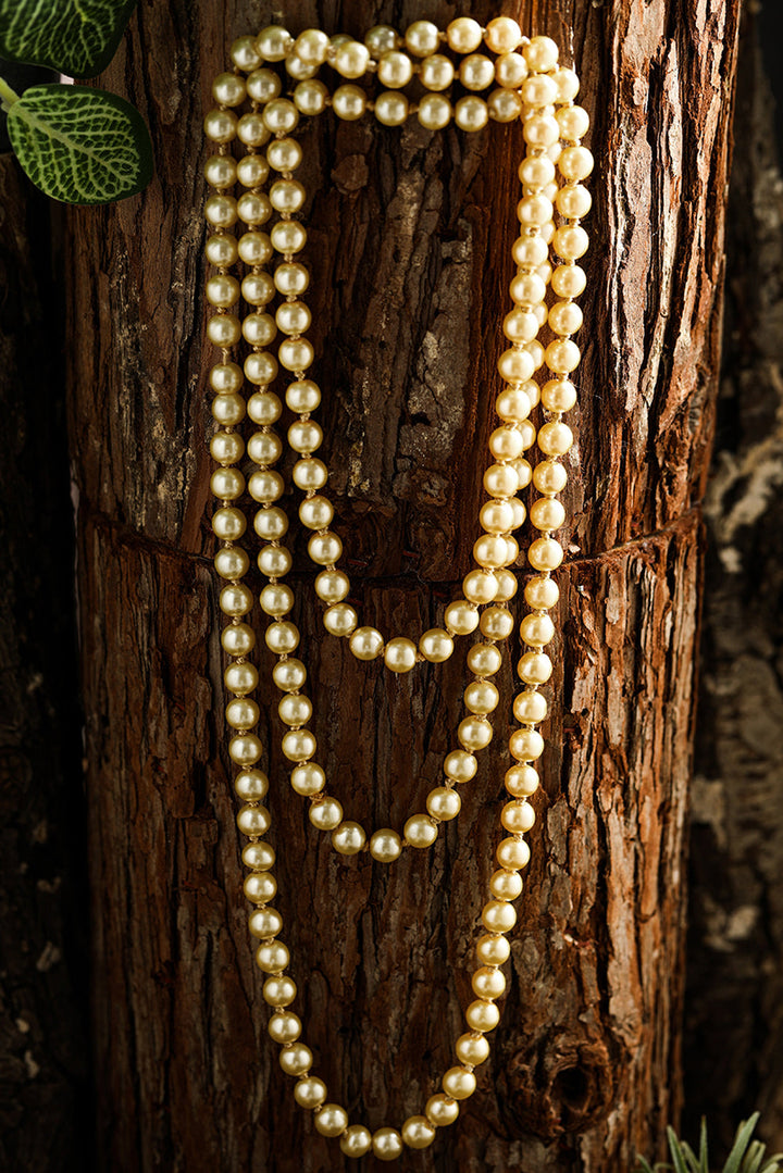 Faux Pearl Beaded Layered Necklace