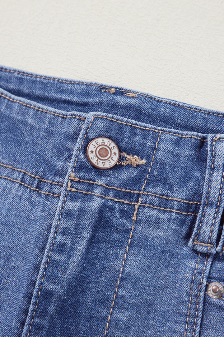 Dusk Blue Loose Straight Leg Cropped High Waist Jeans