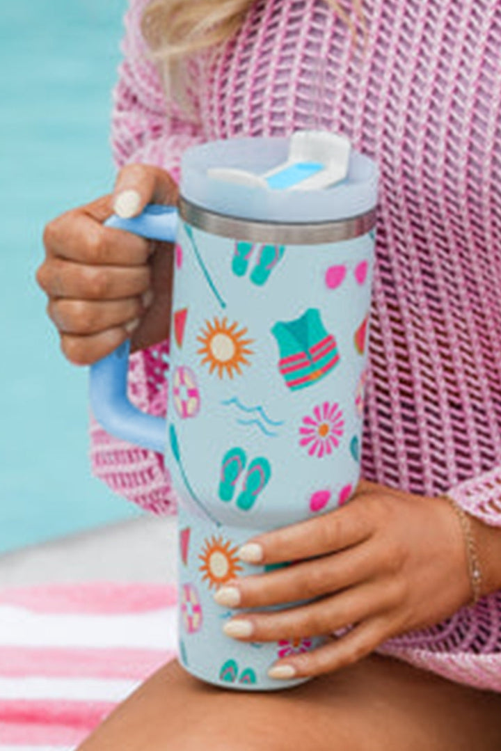 Beach Day Fun Pattern Cup with Handle 40oz