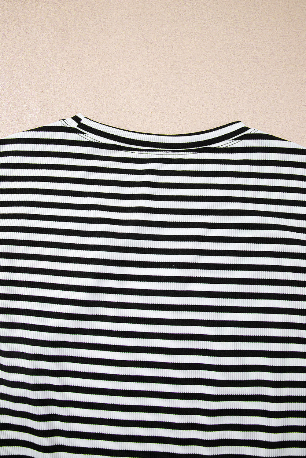 Ribbed Cap Sleeve Round Neck T Shirt