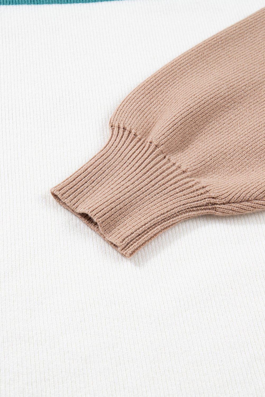 Color Block Plain Ribbed Knit Baggy Sweater