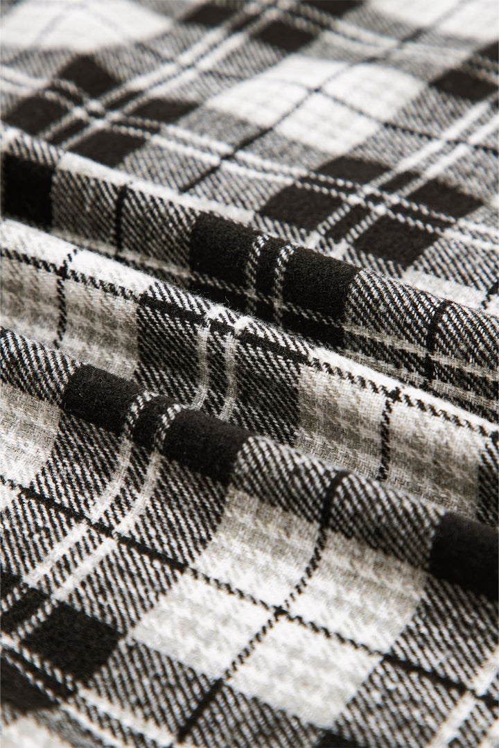 Plaid Print Chest Pockets Buttoned Shirt