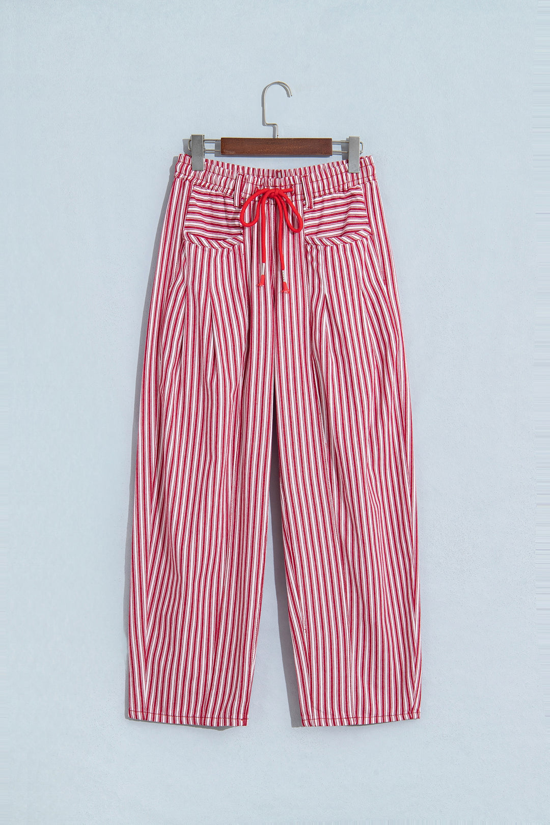 Red Stripe Drawstring Casual Loose Pants