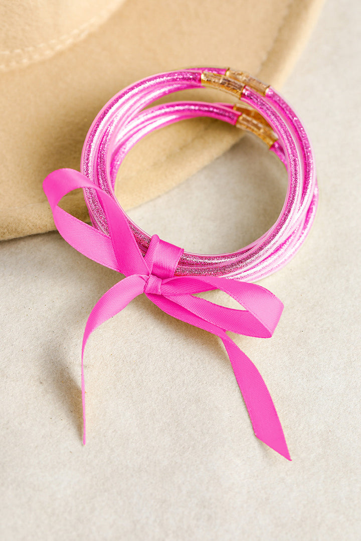 Ensemble de 5 bracelets à nœuds et rubans pailletés