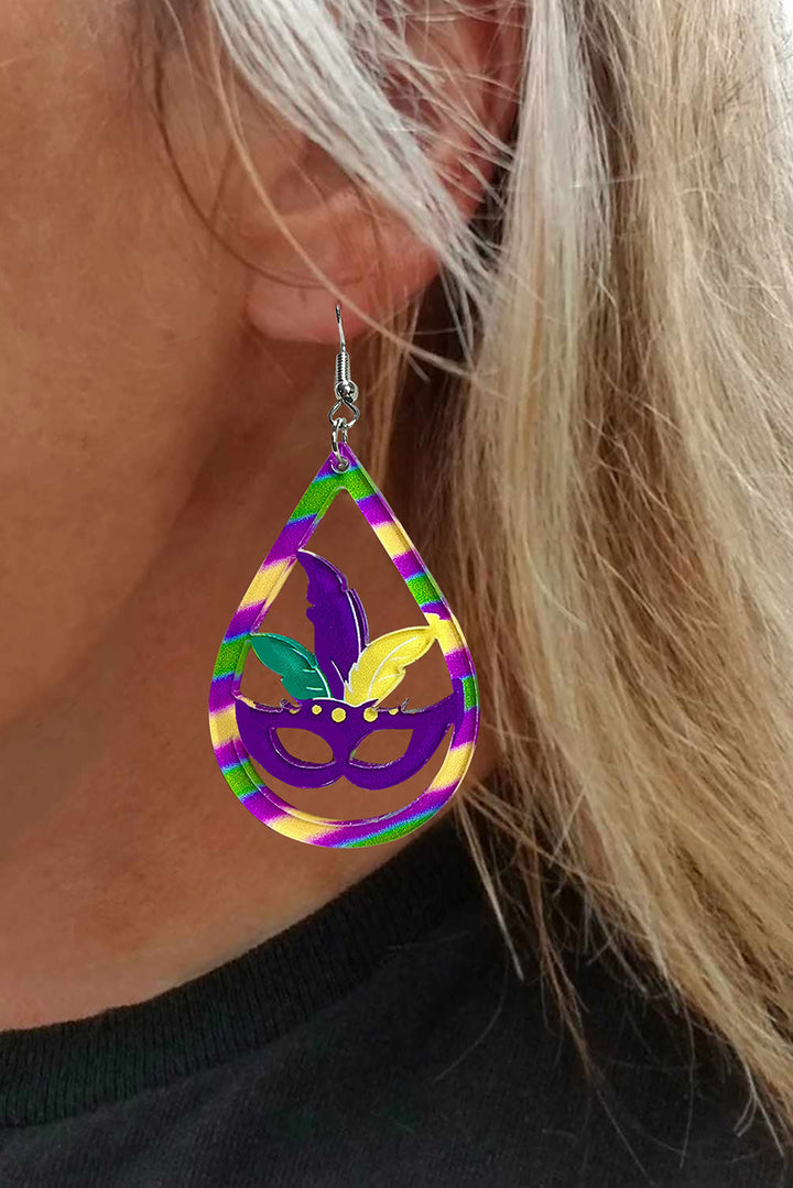 Boucles d'oreilles goutte d'eau masque creux Mardi Gras