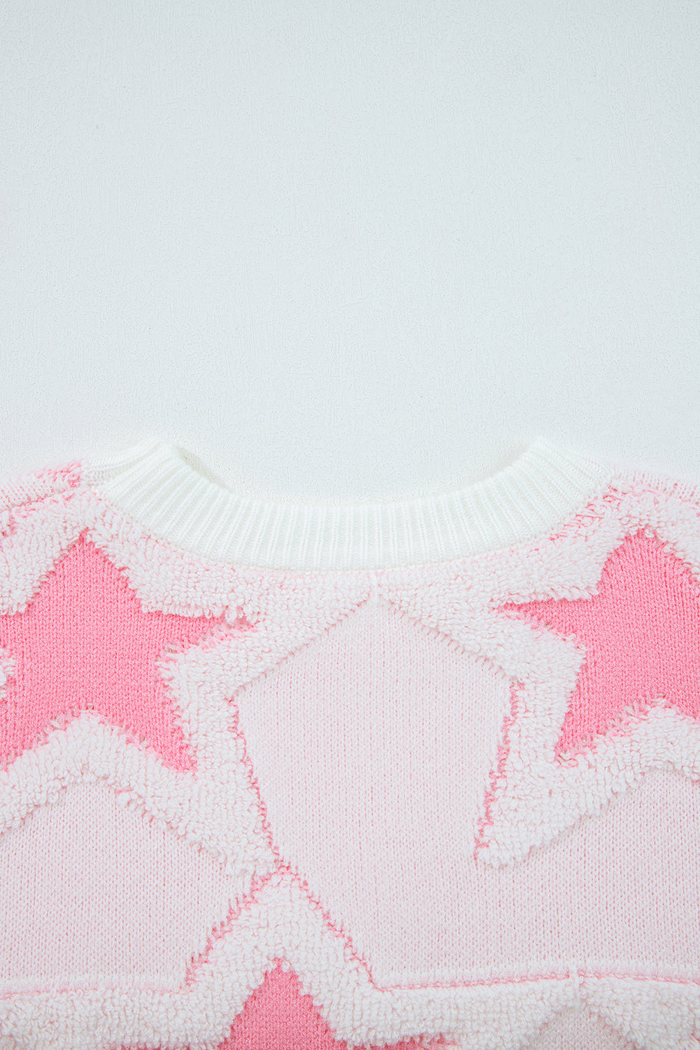 Oversized Cute Star Pattern Ribbed Edge Drop Shoulder Sweater