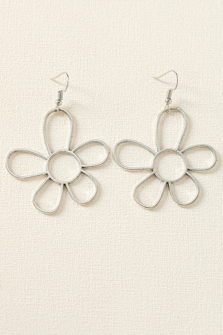 Boucles d'oreilles crochet en alliage à fleurs creuses