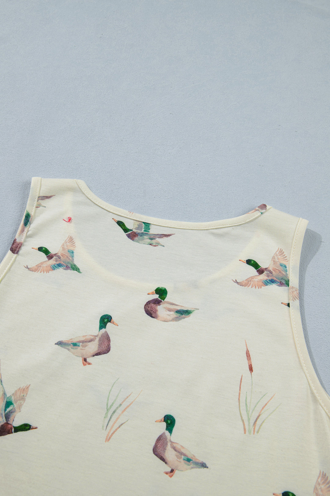 Beige Mallard Print Western Style Tank Top