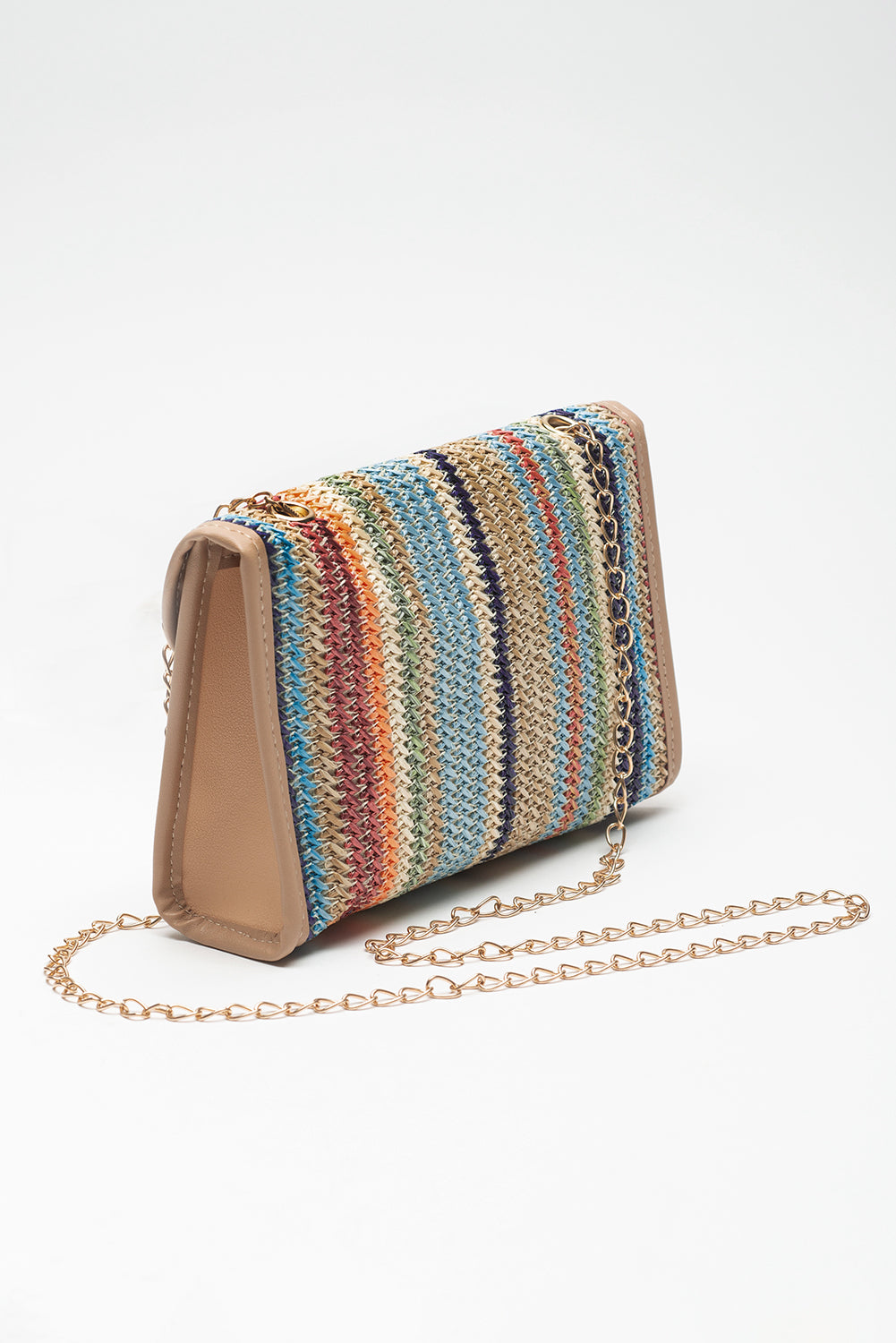 Sac à bandoulière simple à rabat en crochet rayé